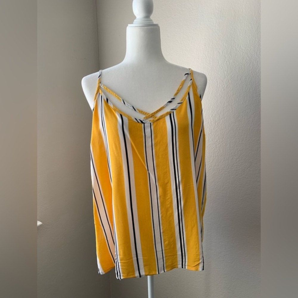 New Look Yellow Striped Women's Top Size XL